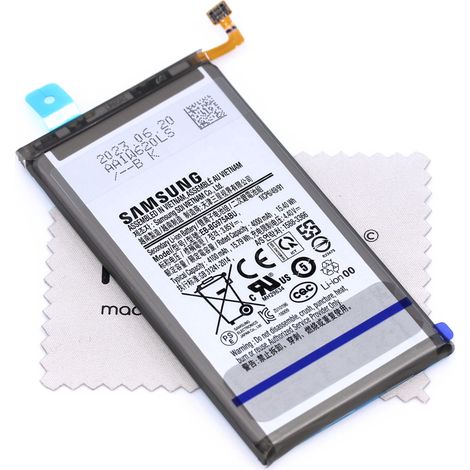 Batterie pour Samsung d'origine EB-BG975ABU pour Samsung Galaxy S10 Plus / S10+ (G975F) avec Chiffon de Nettoyage mungoo