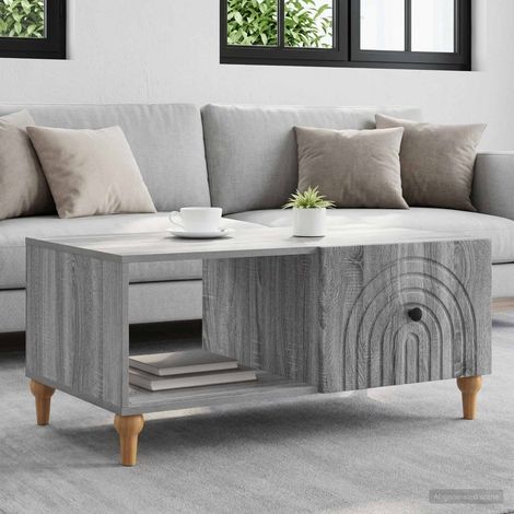 Table basse avec rangements en bois d'ingénierie Sonoma gris 90 x 50 x 40 cm - PANGIVO (1/5)