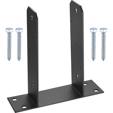 Support de poteau en U, supports de poteau de clôture, pergola en bois, support de poteau carré robuste en forme de U à visser, plaque de base, poteaux de clôture, ancrages, 10 cm (1/5)