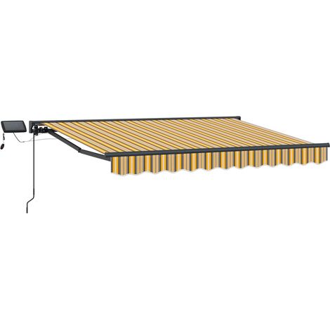 Manueller Markisenrahmen mit LEDs Gelb und Grau 3,5 x 2,5 m