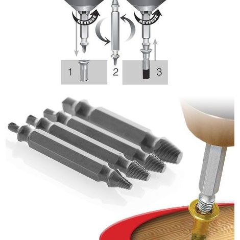 Forets extracteurs de vis endommagées – Lot de 4 – Acier pour vis 4-24mm – Extraction rapide sans effort – Shop-Story (1/5)