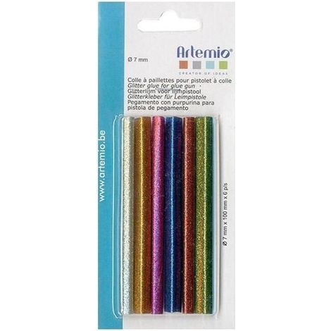 6 recharges pistolet à colle 7 mm - paillettes