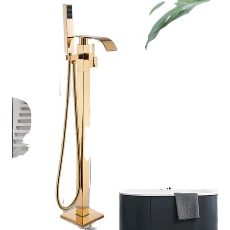 Robinet de baignoire, monté au sol, contrôle à une seule poignée, Robinet en or C (1/2)