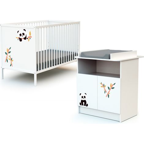 WEBABY - Chambre bébé lit et commode à langer en bois ALBA (1/5)