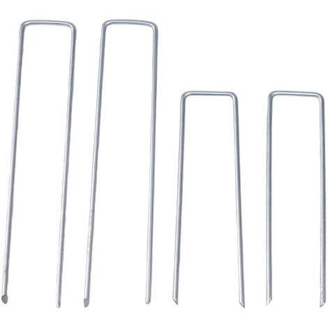 Lot de 10 agrafes de sol en forme de U à pointes acérées, ancrages de sol pour l'aménagement paysager, piquets de jardin pour fixer toiles de paillage et grillages, fournitures de jardinage et d'aména
