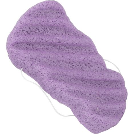 Éponge faciale en fibre végétale lavable et réutilisable, gant de toilette exfoliant pour visage, portable, couleur violette. (1/5)