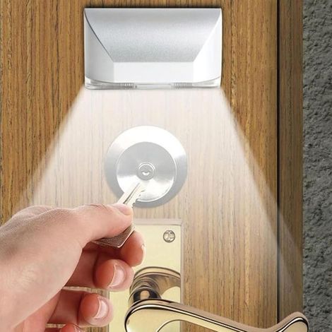 Lampe de porte d'entrée, alimentée par piles, avec détecteur de mouvement automatique et 4 LED. (1/5)