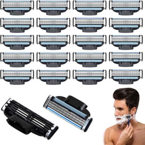 SABIR Recharges de lames de rasoir Mach 3, 20 Pièces Lames de Rasoir Mach 3, Hommes Lame De Rasoir Mach 3, Mach 3 Recharges de Lames de Rasoir, Compatibles avec Rasoir Mach 3, pour Tous Types de Barbe