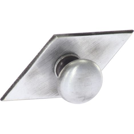 Bouton de meuble à carreaux Ø 25 mm – Bouton pour armoire avec plaque 68 x 35 mm – Poignée rustique pour meubles, fer étamé vieilli