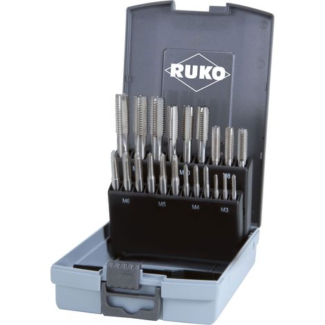 Set maschi a mano 21 pezzi M DIN 352 HSSE-Co 5 in cassetta di plastica RUKO 245001ERO