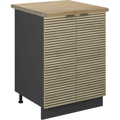 Meuble bas de cuisine Fame-Line, Panneau en chêne, 60cm , PT Chêne, Vicco