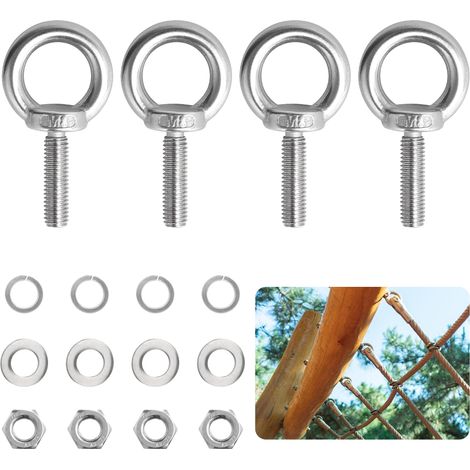 4 Pièces Boulon a Oeil M8, Boulons à Oeil en Acier Inoxydable 304, M8 × 30 mm, Boulons à Oeil, Anneau de Levage vis à Filetage Mâle en Acier Inoxydable 304, pour Fixation, Suspension (1/5)