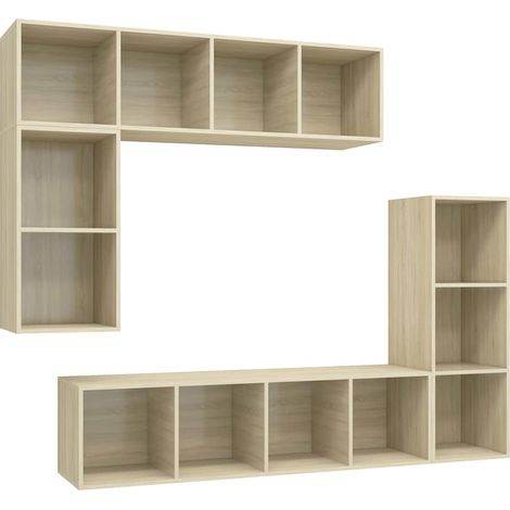 Maison Exclusive - Set de muebles para TV 4 pzas madera contracha (1/5)