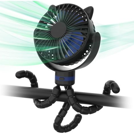 Ventilatore per passeggino, ventilatore portatile, ventilatore da scrivania ricaricabile da 4000 mAh, mini ventilatore per bambini con treppiede flessibile per culla, tapis roulant, seggiolino auto