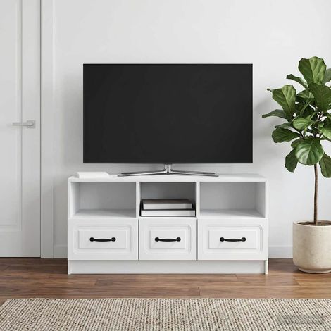TV-Schränk mit Schubladen Weiß 102 x 34,5 x 47 cm Holzwerkstoff (1/5)