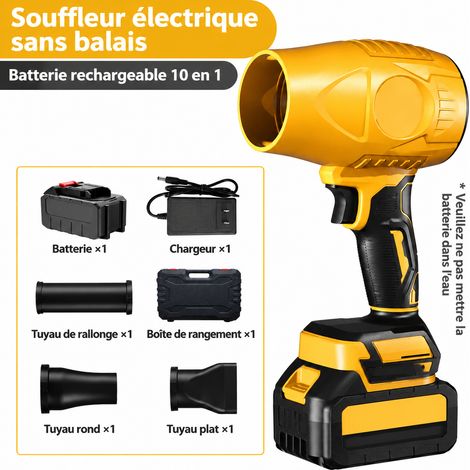 Souffleur sans fil 21V avec batterie 10 cellules, chargeur et kit de 3 buses 10 3 pièces 350 2 kg – Livraison gratuite