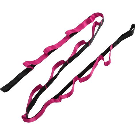 Lot de 12 sangles de yoga en nylon, bandes d'étirement pour fitness extérieur, aide à la posture et à la flexibilité, violet (1/5)