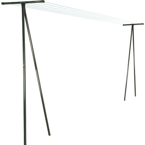 Facilitys – Etendoir à linge extérieur 2m10 – Tubes en acier laqué anticorrosion – Capacité 7 fils – Installation facile dans le sol