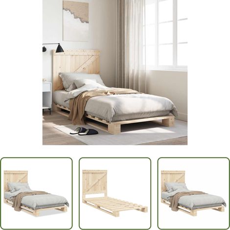 vidaXL Estructura de cama con cabecero madera maciza de pino 90x200 cm (1/5)