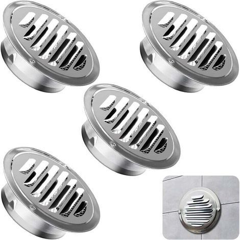 4 Pièces Grille Aeration Ronde, Grille Ventilation 100mm en Acier Inoxydable, Grille de Ventilation Ronde avec Filet Anti-Insectes, Pour Cuisine, Salle de Bain, Garage (1/4)
