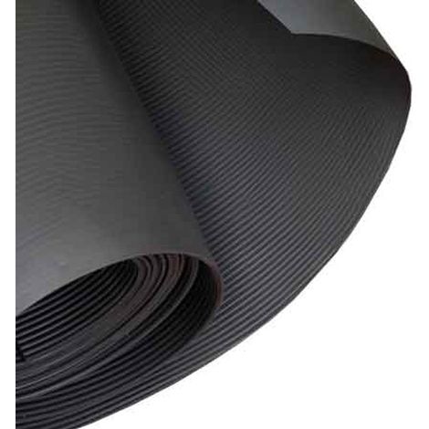 TAPPETO IN GOMMA 1000 RIGHE CARDINALE H. 120 cm x 10 mt - Spess. 3 mm - Colore Nero Q.TA 12