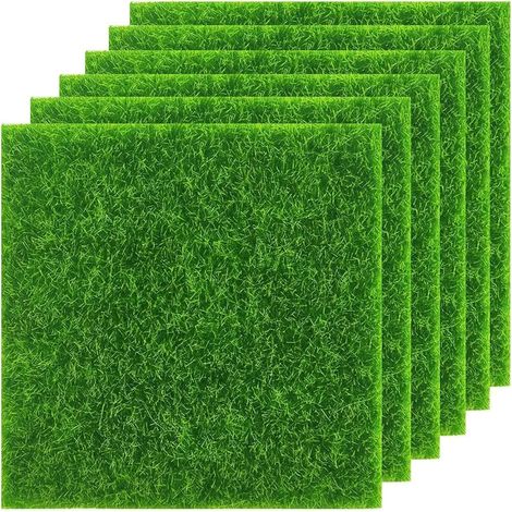 Herbe De Mousse Miniature,6 PCS Pelouses de Jardin Artificielles Faux Gazon Artificiel d'herbe Pelouse Synthetique Gazon en Mousse pour Artisanat Ornement Maison de poupée (Vert) (1/5)