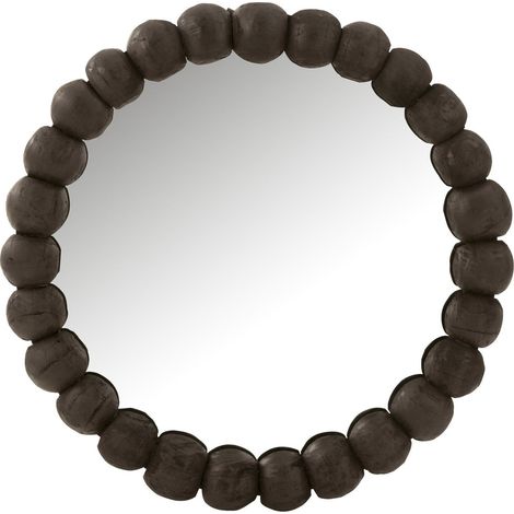 Miroir rond design boules bois noir style contemporain élégant - Bois noir profond sculpté (1/3)
