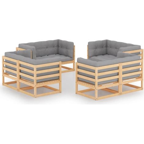 Set di mobili da giardino mobili da esterno 8 pezzi con cuscini legno di pino massiccio 020017513