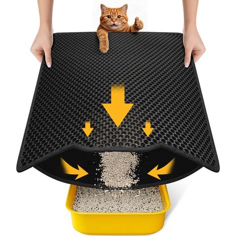 Tapis de Litière pour Chat Double Couche en Nid d'Abeille Imperméable Antidérapant pour Boîte à Litière Confortable pour les Pattes Récupérateur de Litière Design Pratique