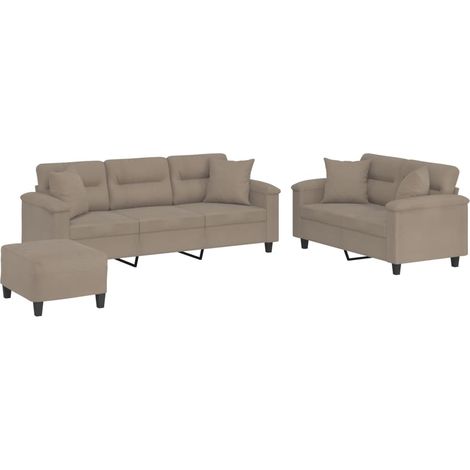 Maison Exclusive - Ensemble de canapés 3 pcs avec coussins Taupe Tissu microfibre