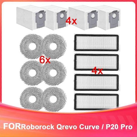Kit de 14 pièces de rechange pour aspirateur robot Roborock Qrevo Curve / P20 Pro, filtres HEPA (1/5)