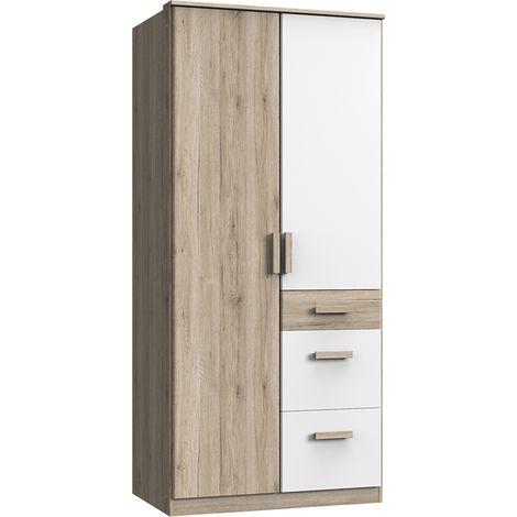 Kleiderschrank 2-türig in Eiche mit weiß CANTON-43 (1/3)