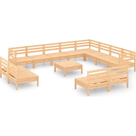Maison Exclusive - 13-tlg. Garten-Lounge-Set Massivholz Kiefer (1/5)