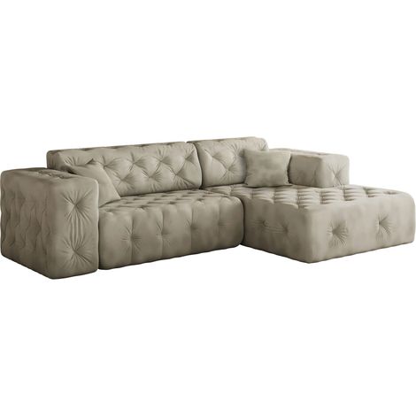 Freistehendes Ecksofa, stark gesteppt, weich, elegant LUX stoff Whisper Rechts Creme (1/4)