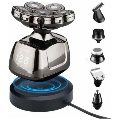Rasoir Electriques Hommes, 6 in 1 Rasoirs à Têtes Rotatives 7D Tondeuse à Barbe rasoir rechargeable sans fil rasage (1/4)