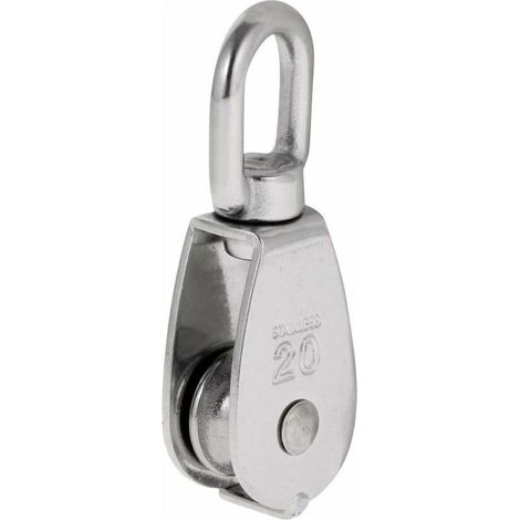 Poulie à câble robuste avec œillet pivotant en acier inoxydable – Charge max. 75 kg, diamètre 20 mm, montage simple (1/4)