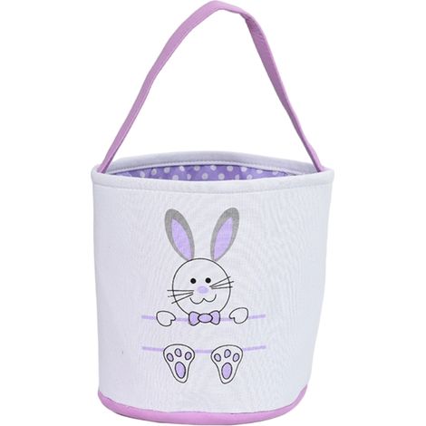 Panier Lapin de Pâques en Toile - Décoration Enfantine pour Fête, Rangement Cadeaux et Œufs (1/5)