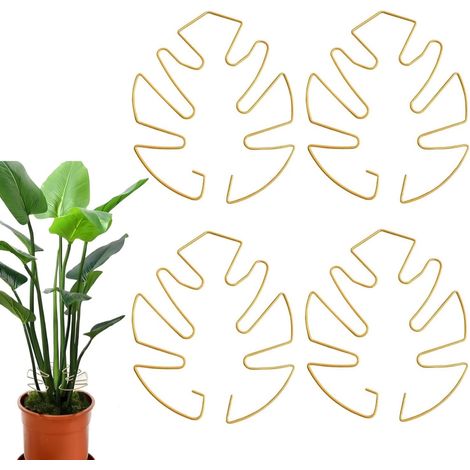 Monstera-Blattständer, 4 Stück goldene Kletterpflanzenstütze, für Kletterpflanzen