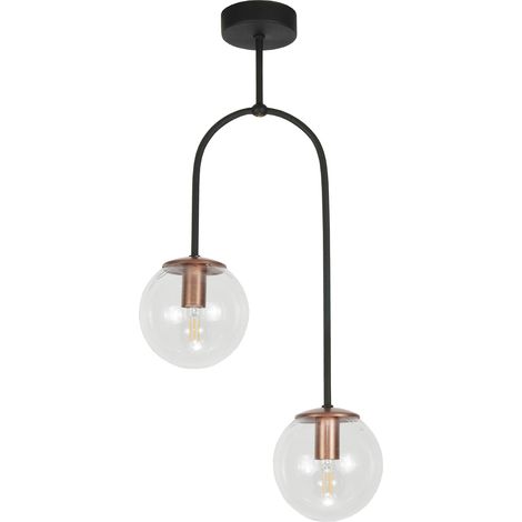 Lámpara de techo colgante negra con pantalla de bola de cristal Astor 13-877 (1/2)