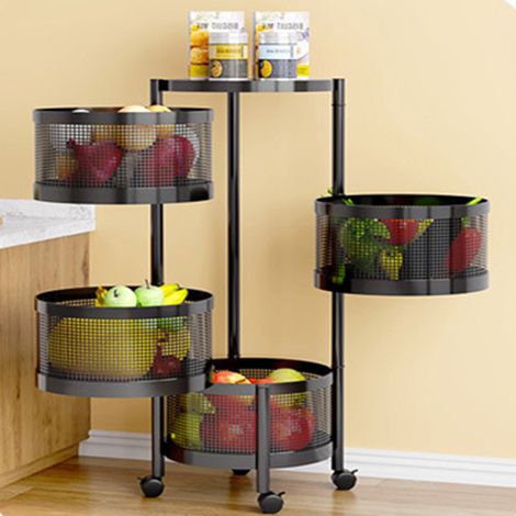 Étagères de rangement rotatives pour cuisine, paniers de rangement à 4 niveaux pour fruits et légumes, étagères amovibles multicouches - Noir