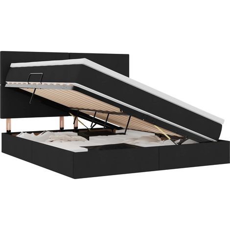 Maison Exclusive - Lit de rangement LED avec matelas Noir 160 x 200 cm Tissu