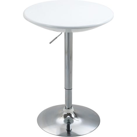 Runder höhenverstellbarer Stehtisch aus Metall, Weiß, Ø61 x 76-97 cm (1/5)