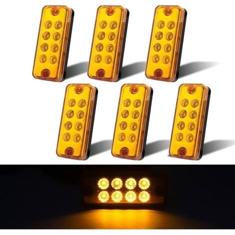 Luci di posizione laterali rettangolari, indicatore di ingombro, 12-24 V, lampada sigillata, montaggio a superficie, 6 pezzi, ambra (1/5)