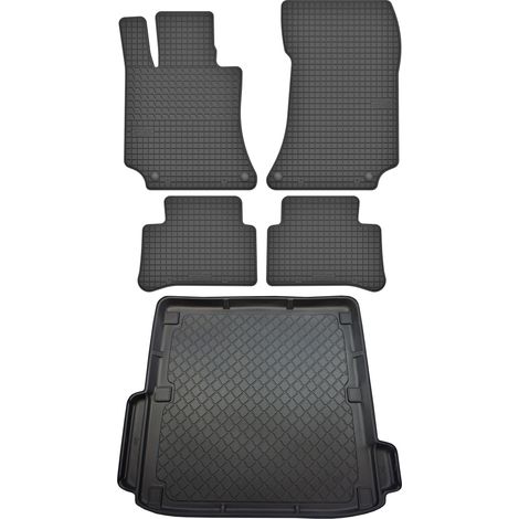 Juego de alfombrillas de goma para coche y maletero para Mercedes Clase E W212 Familiar (2009-10.2016).