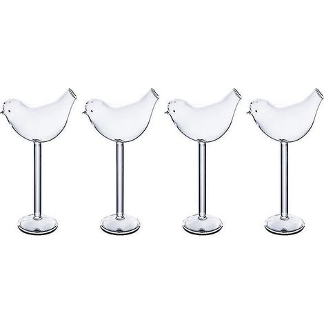 Lot de 4 verres à vin en verre à cocktail en forme d'oiseau (transparent) (1/3)