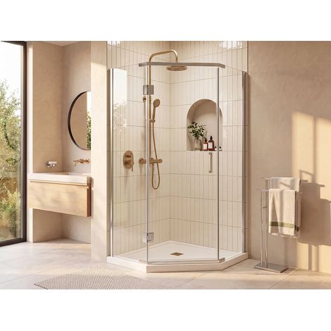 Porta per doccia angolare porta battente 90 x 90 x 185 cm - Piatto doccia in dotazione - ARDIA (1/4)