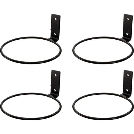 Lot de 4 anneaux porte-pots de fleurs muraux de 12,5 cm (5 pouces), noirs (1/5)