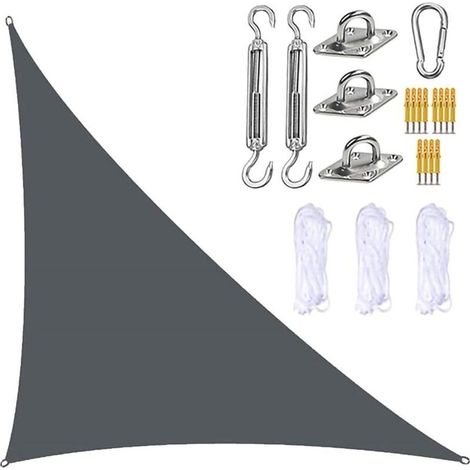 Voile d'ombrage de jardin Voile d'ombrage de jardin imperméable et résistant aux UV Pour terrasse extérieure/jardin/plage/domaine/auvents, plus 304 accessoires de montage en acier inoxydable Gris 33,d (1/5)