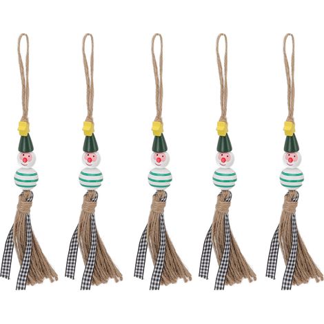 5 Pièces Perles de Noël en Bois, Bonhomme de Neige Coloré pour Sapin, Porte ou Déco Chambre (1/5)