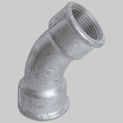 "CURVA A 45° FEMMINA/FEMMINA ZINCATA - 1""1/2"